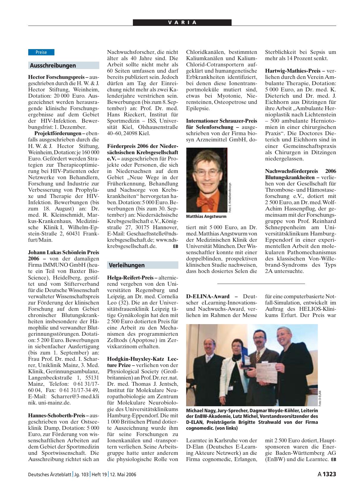 Vorschauseite 1: D-ELINA-Award