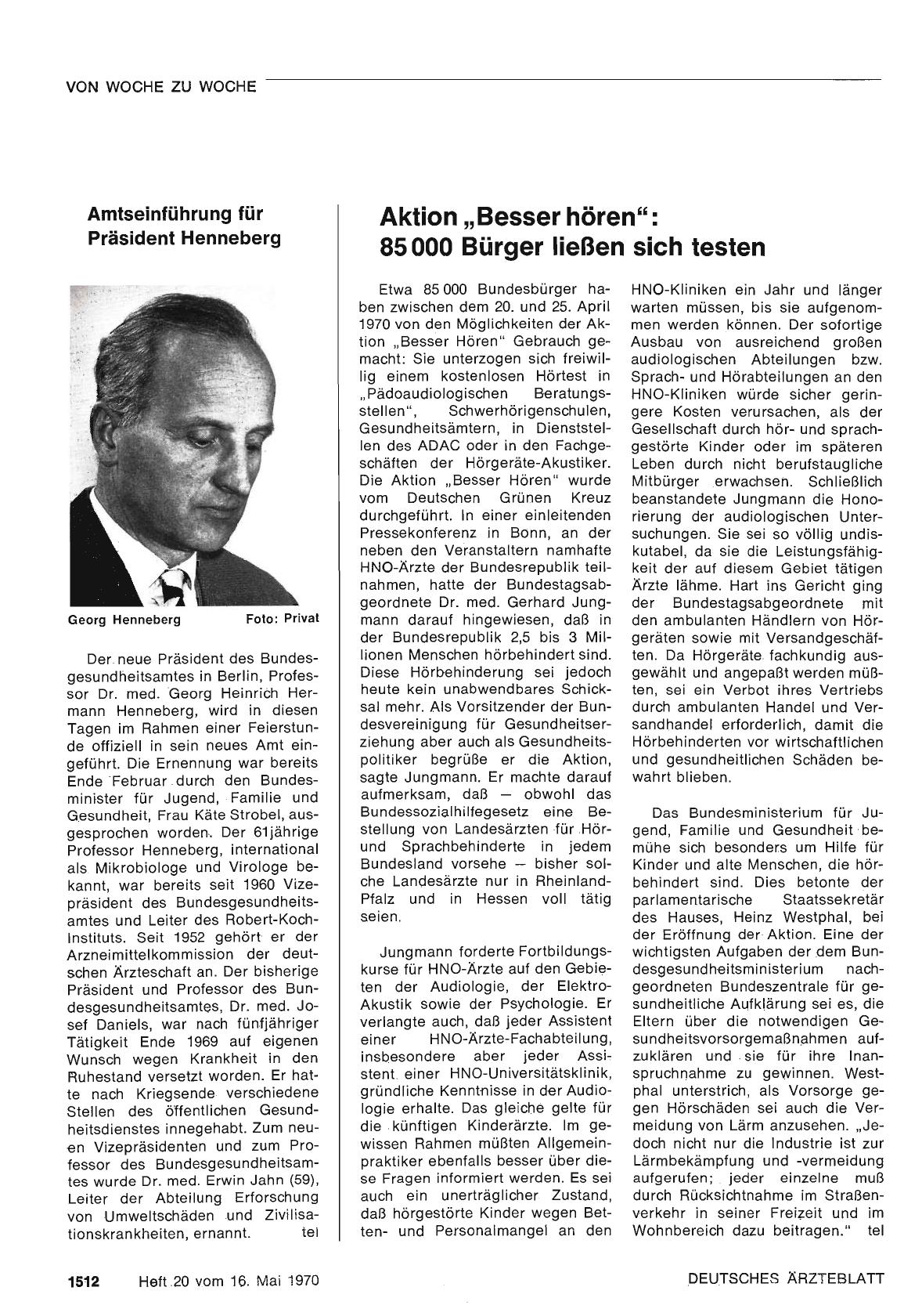 Vorschauseite 1: Amtseinführung für Präsident Henneberg