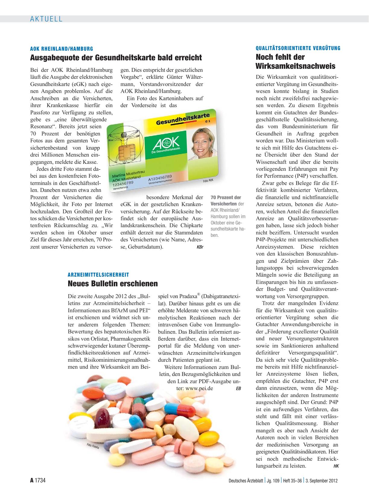 Vorschauseite 1: AOK Rheinland/Hamburg: Ausgabequote der Gesundheitskarte bald erreicht