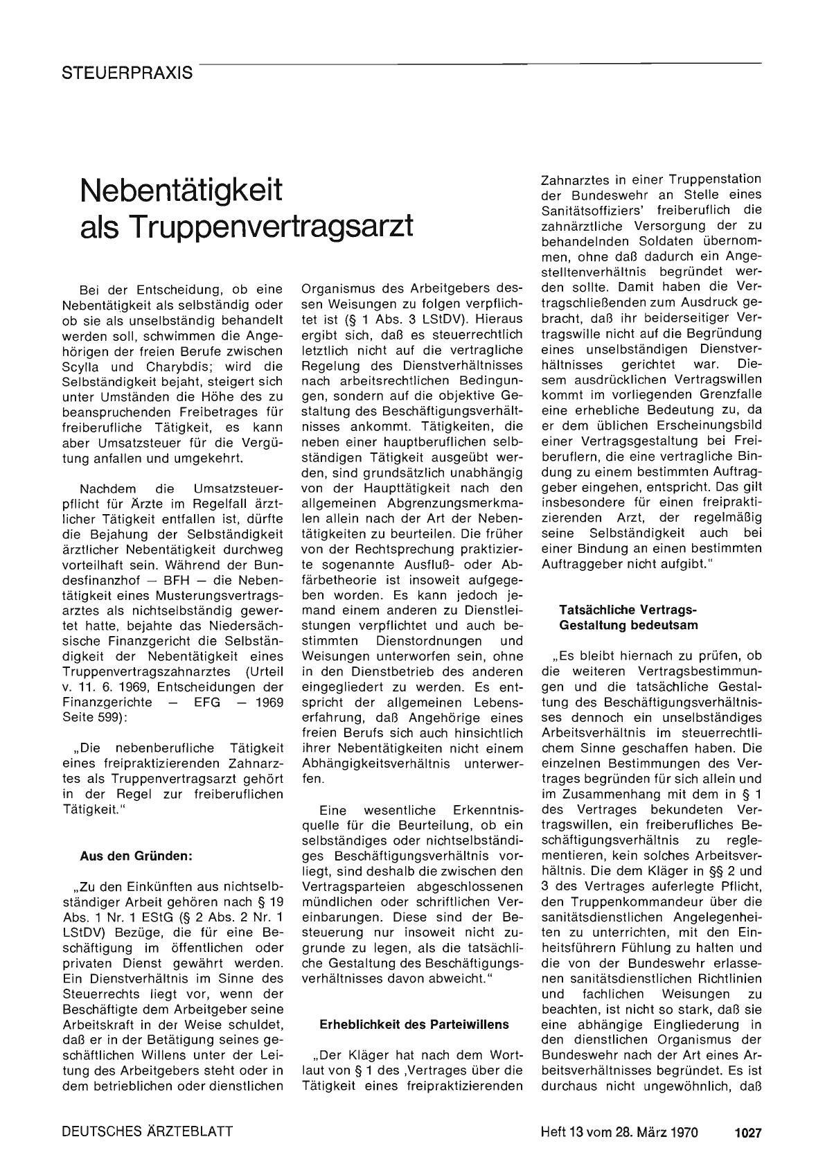 Vorschauseite 1: Nebentätigkeit als Truppenvertragsarzt