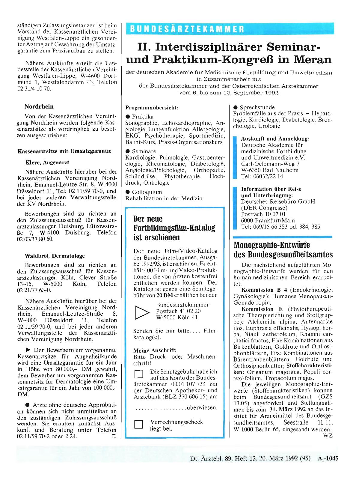Vorschauseite 1: Monographie-Entwürfe des Bundesgesundheitsamtes