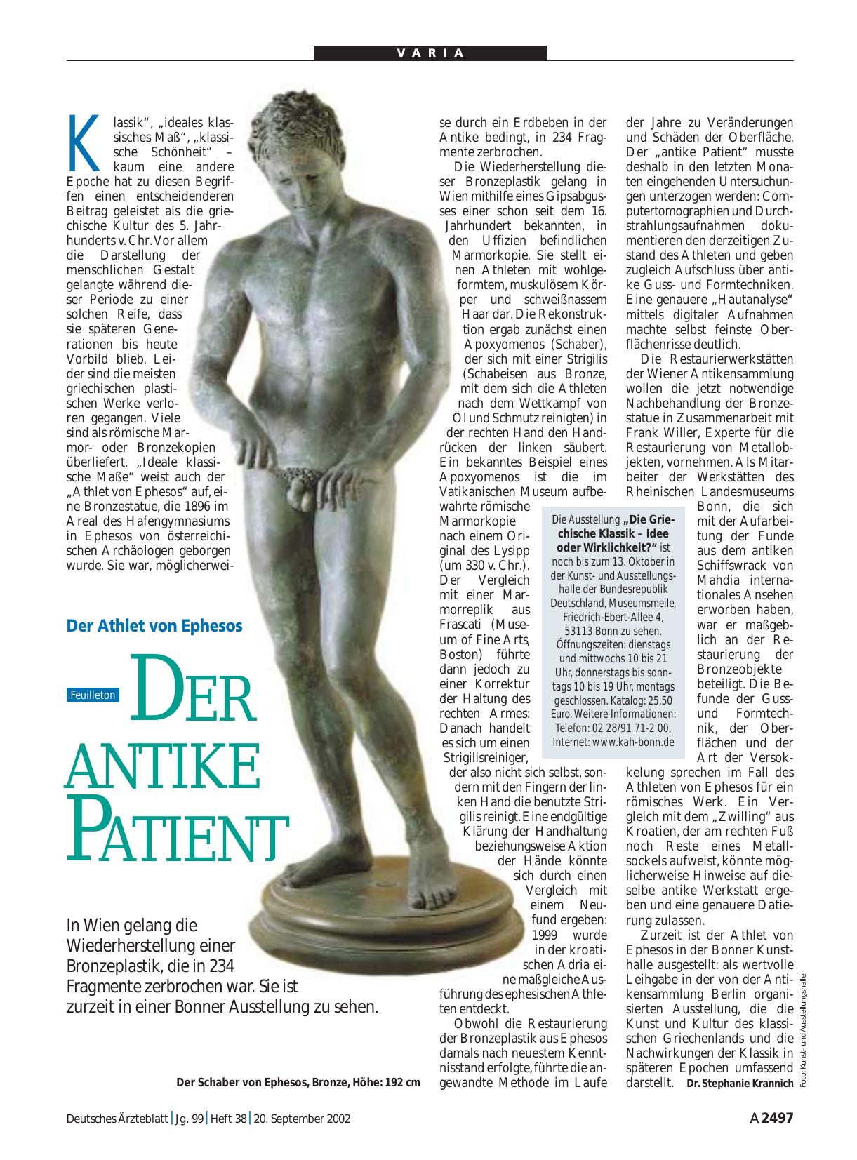 Vorschauseite 1: Der Athlet von Ephesos: Der antike Patient