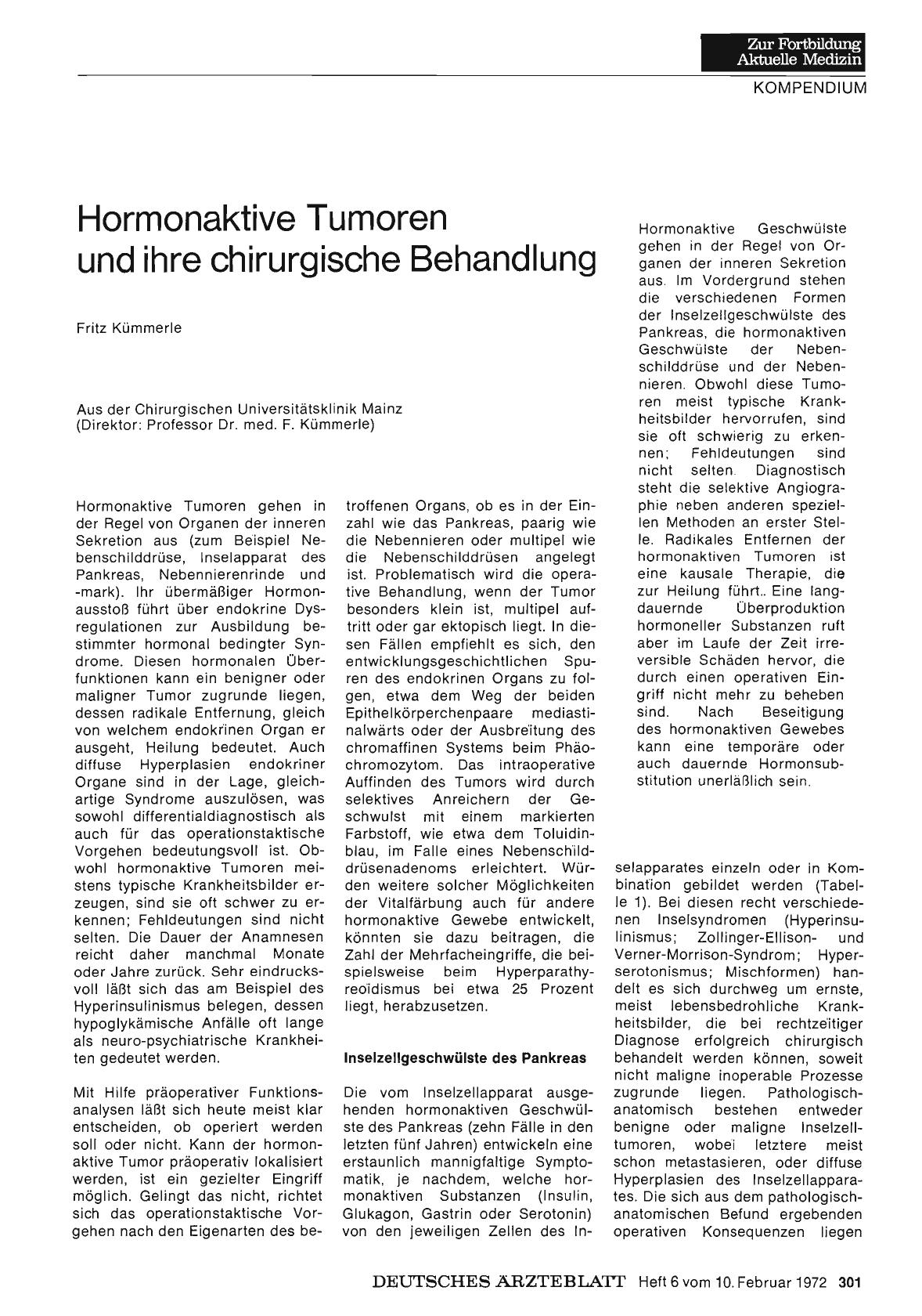 Vorschauseite 1: Hormonaktive Tumoren und ihre chirurgische Behandlung