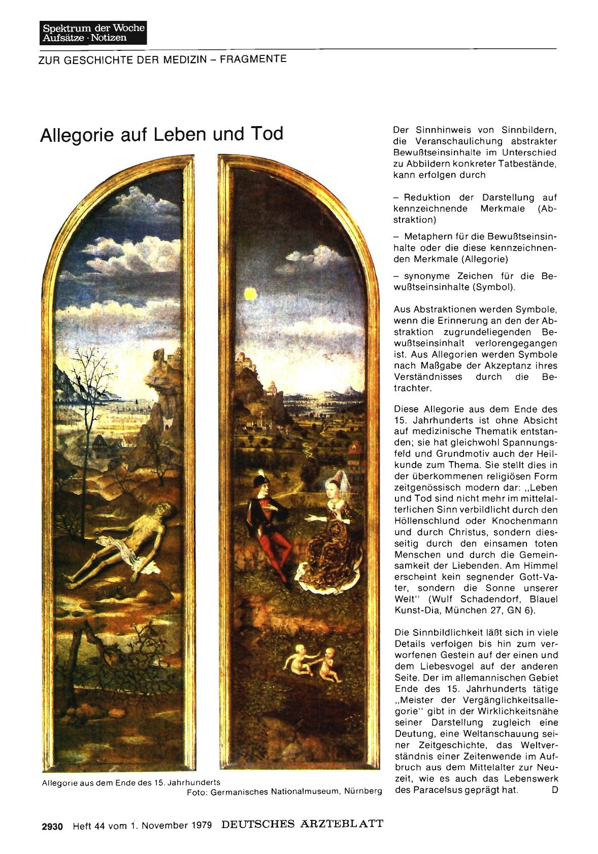 Vorschauseite 1: Allegorie auf Leben und Tod