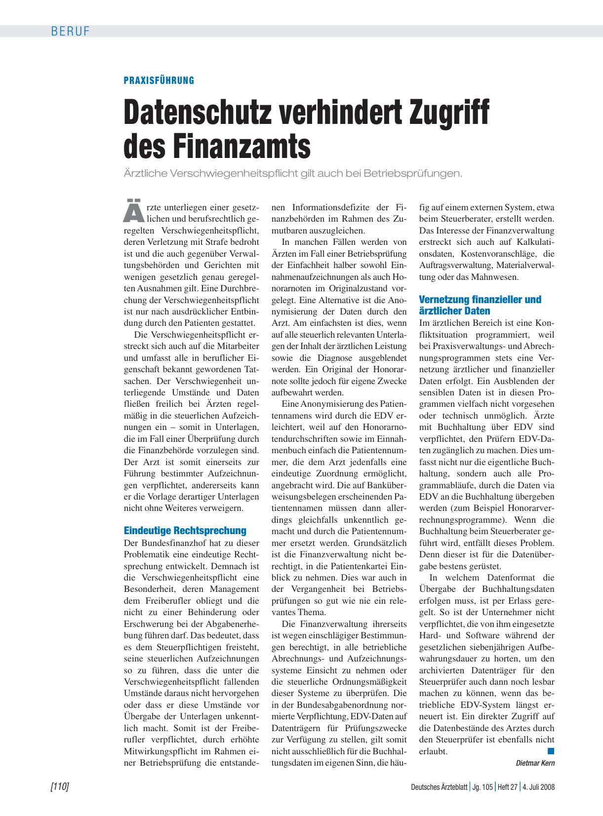 Vorschauseite 1: Praxisführung: Datenschutz verhindert Zugriff des Finanzamts
