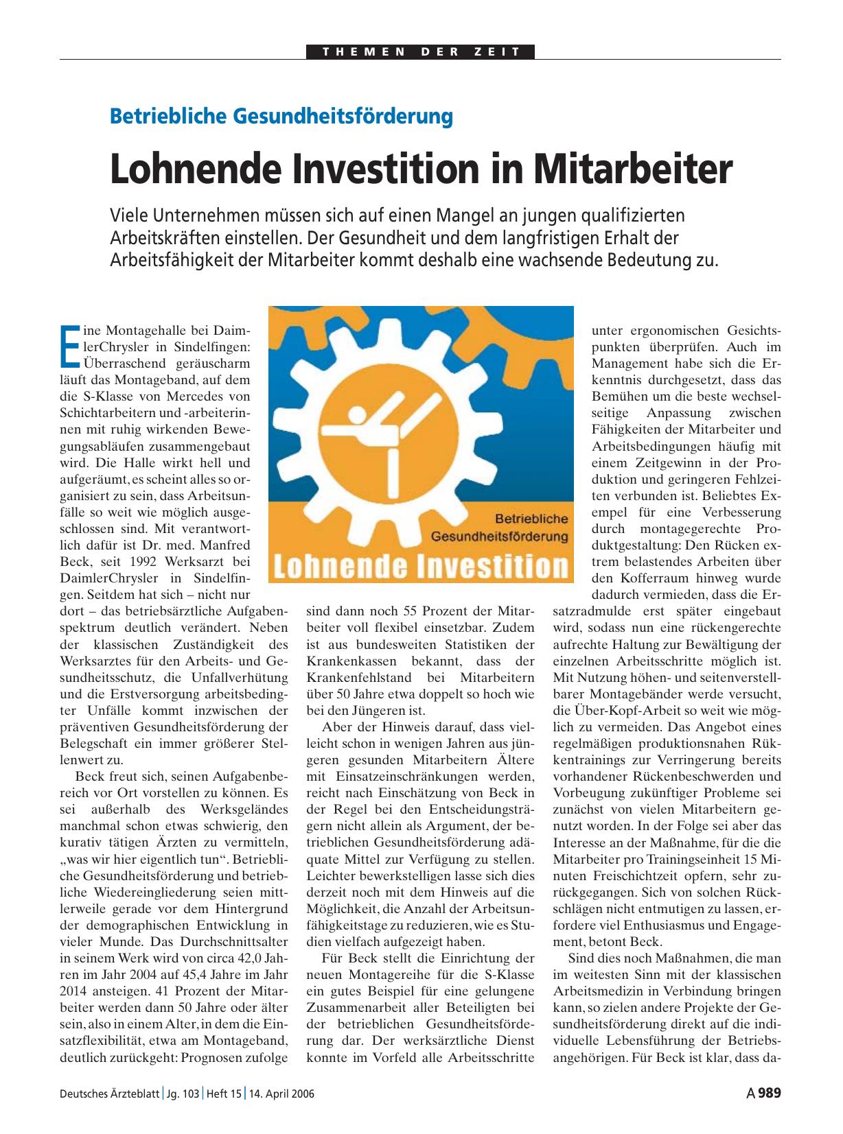 Vorschauseite 1: Betriebliche Gesundheitsförderung: Lohnende Investition in Mitarbeiter