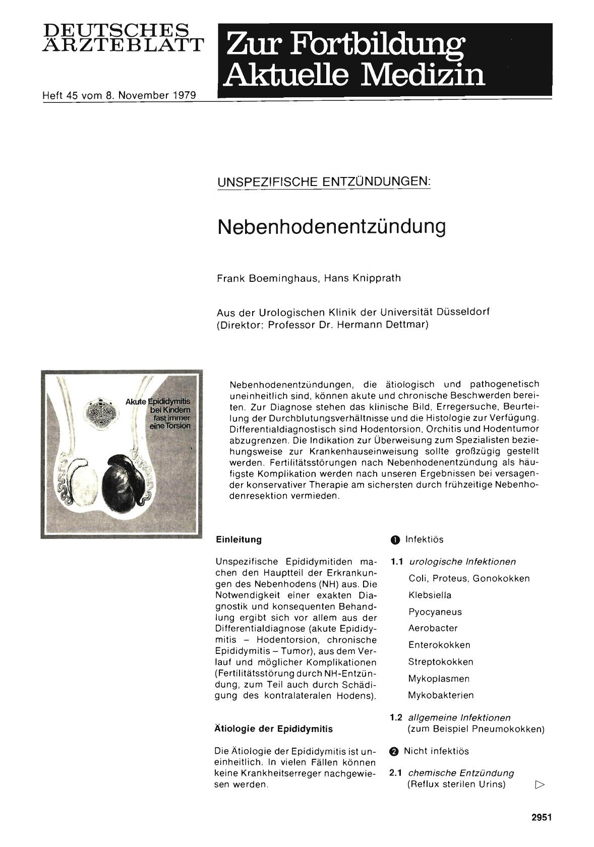 Vorschauseite 1: UNSPEZIFISCHE ENTZÜNDUNGEN: Nebenhodenentzündung