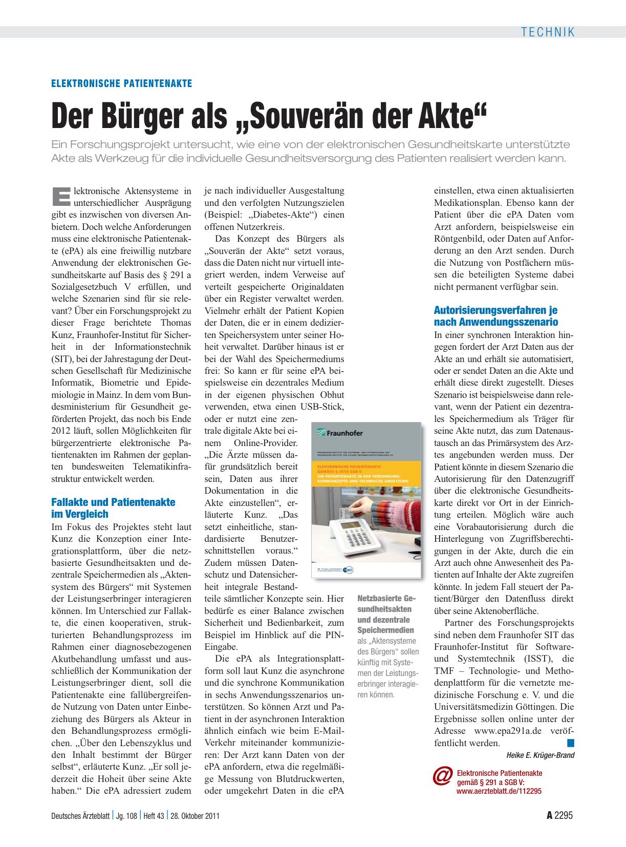 Vorschauseite 1: Elektronische Patientenakte: Der Bürger als „Souverän der Akte“