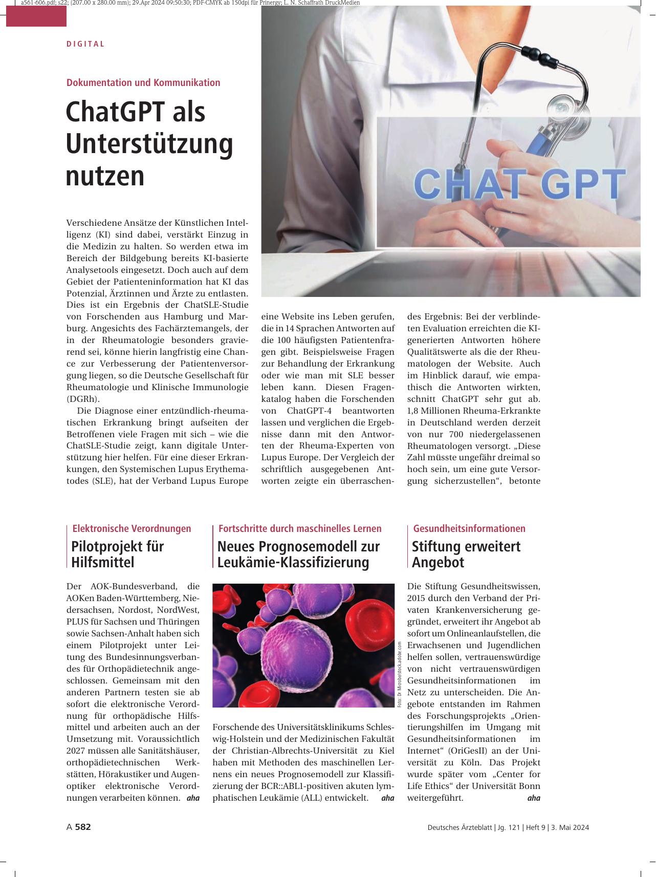 Vorschauseite 1: Fortschritte durch maschinelles Lernen: Neues Prognosemodell zur Leukämie-Klassifizierung