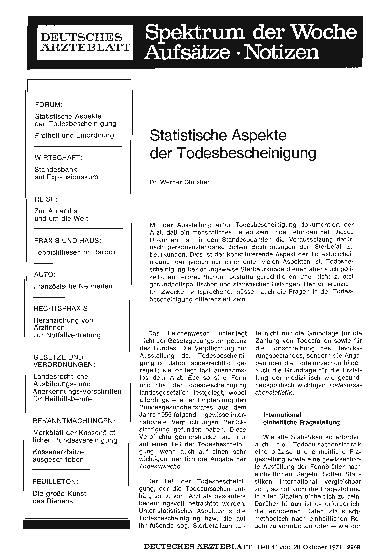 Vorschauseite 1: Statistische Aspekte der Todesbescheinigung