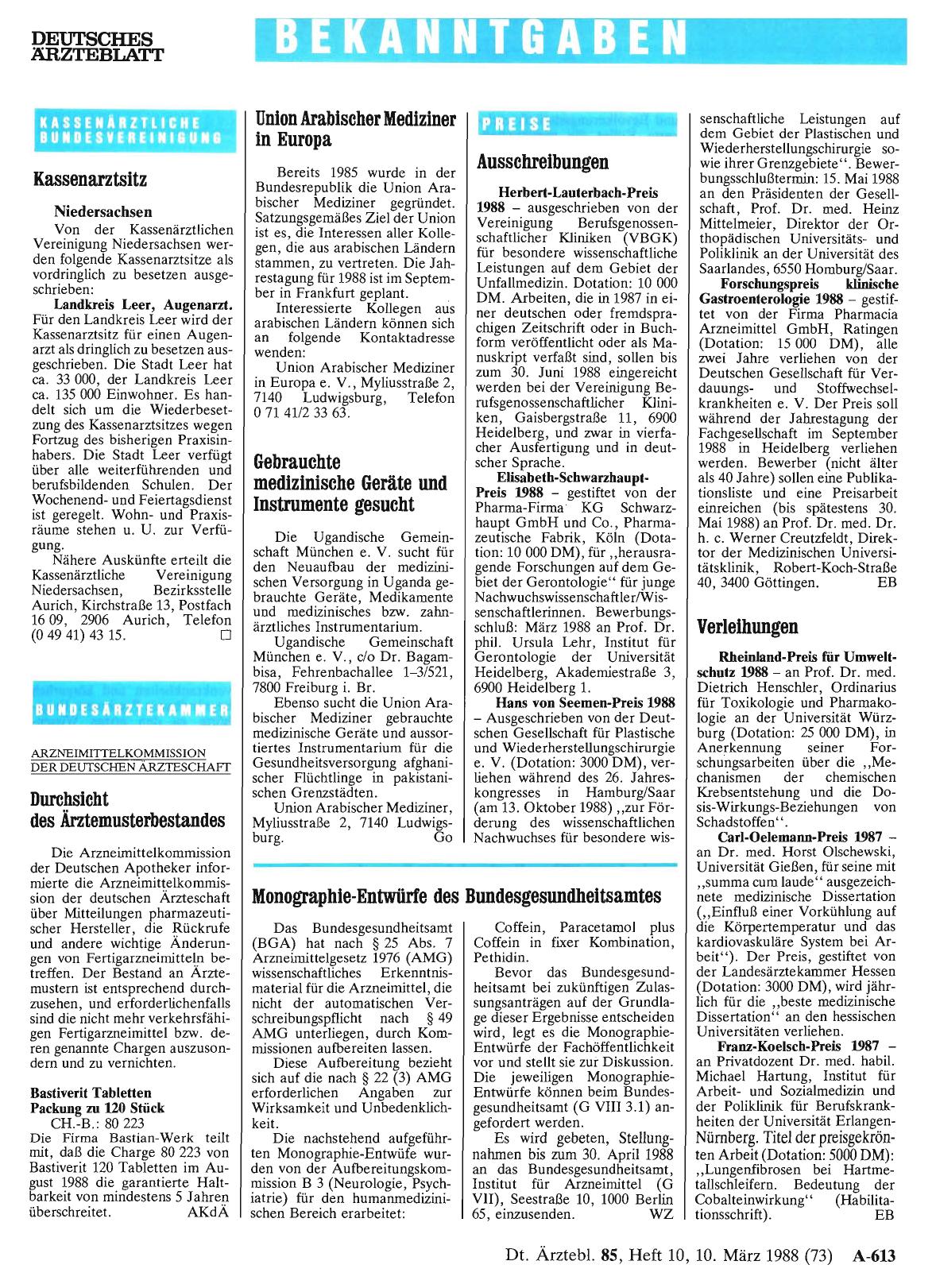 Vorschauseite 1: Union Arabischer Mediziner in Europa