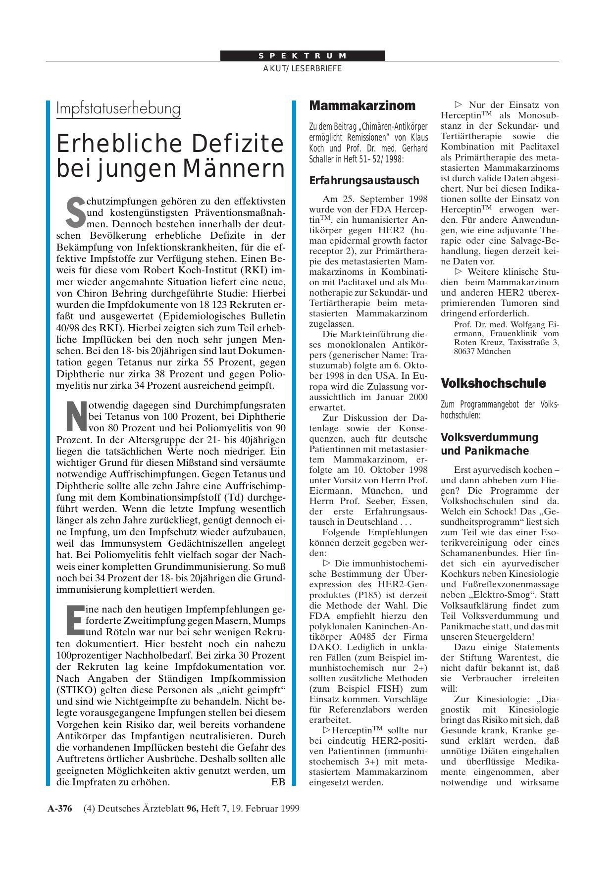 Vorschauseite 1: Volkshochschule: Volksverdummung und Panikmache