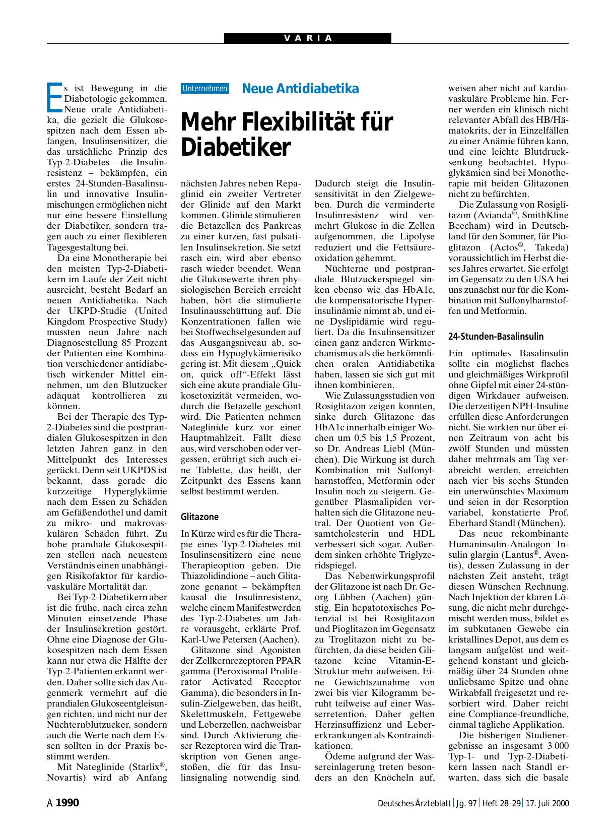 Vorschauseite 1: Neue Antidiabetika: Mehr Flexibilität für Diabetiker