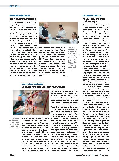 Vorschauseite 1: Medizinische Versorgung: Zahl der ambulanten Fälle angestiegen