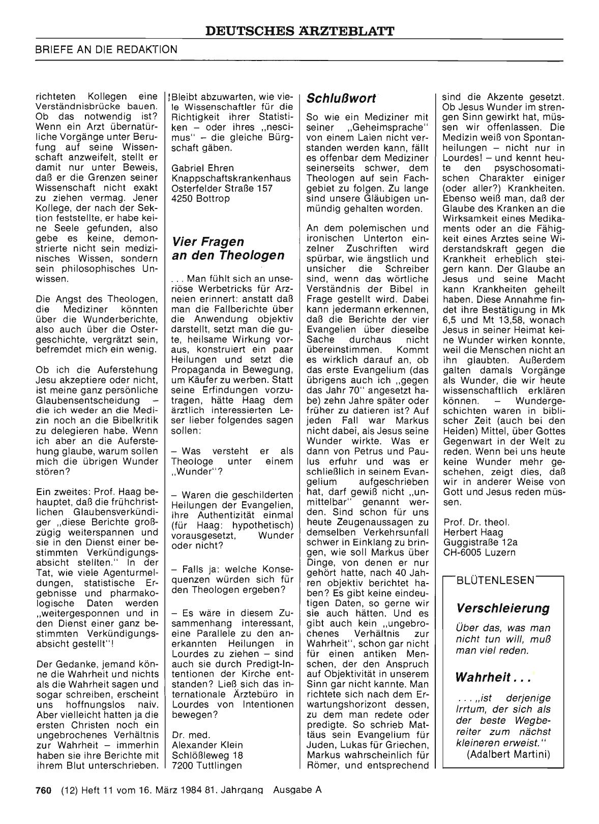 Vorschauseite 1: „Wunderheilungen Jesu im Licht moderner Bibelkritik“: Schlußwort