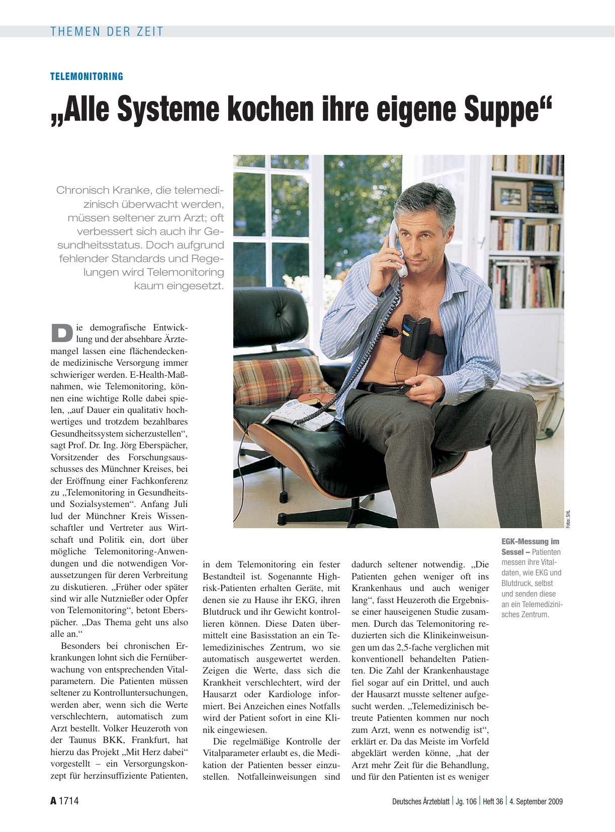 Vorschauseite 1: Telemonitoring: „Alle Systeme kochen ihre eigene Suppe“