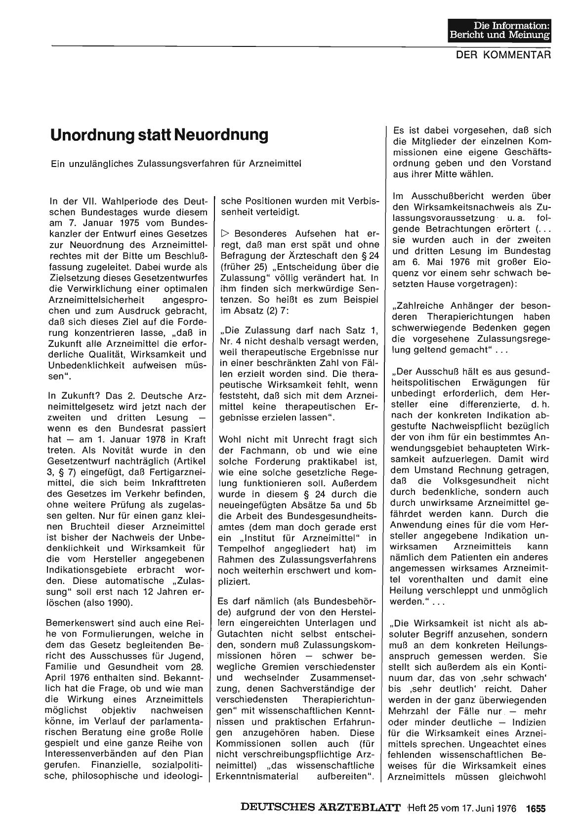 Vorschauseite 1: Unordnung statt Neuordnung: Ein unzulängliches Zulassungsverfahren für Arzneimittel
