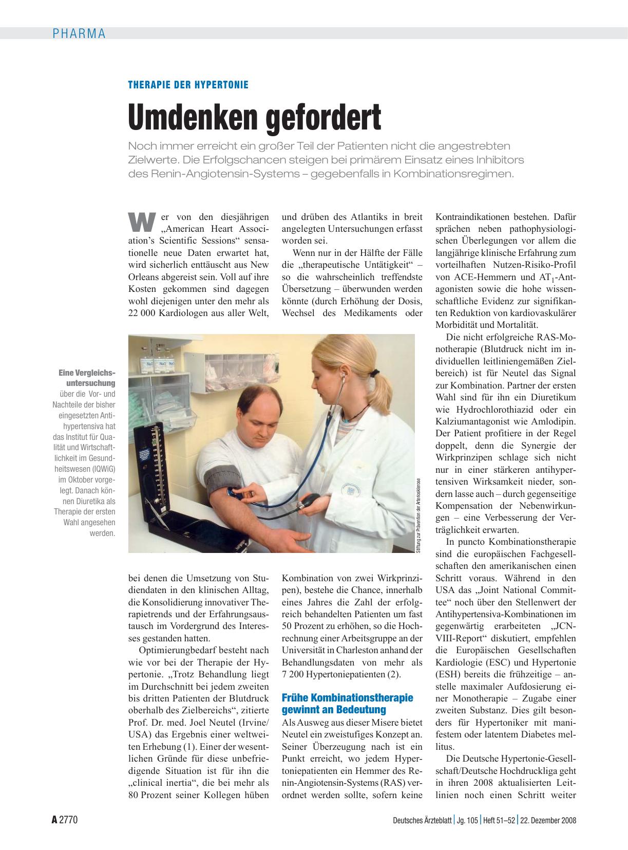 Vorschauseite 1: Therapie der Hypertonie: Umdenken gefordert