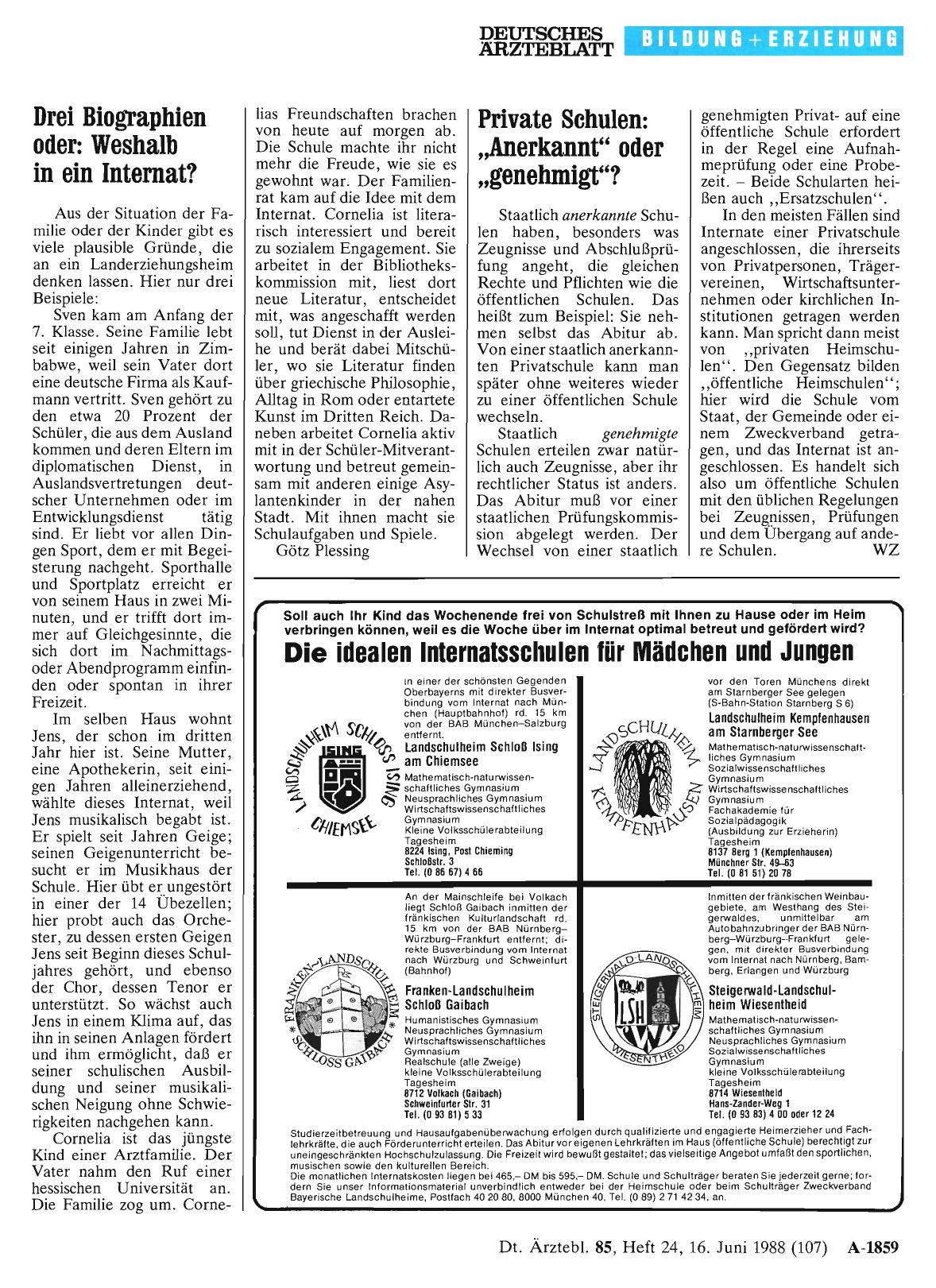 Vorschauseite 1: Drei Biographien oder: Weshalb in ein Internat?
