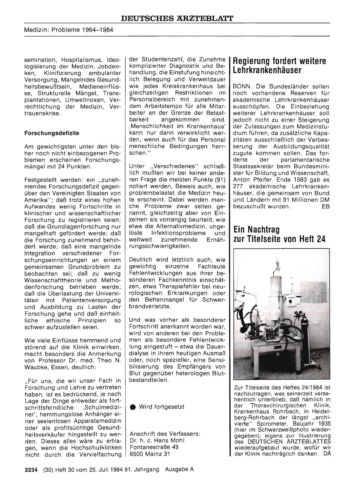 Vorschauseite 1: Regierung fordert weitere Lehrkrankenhäuser
