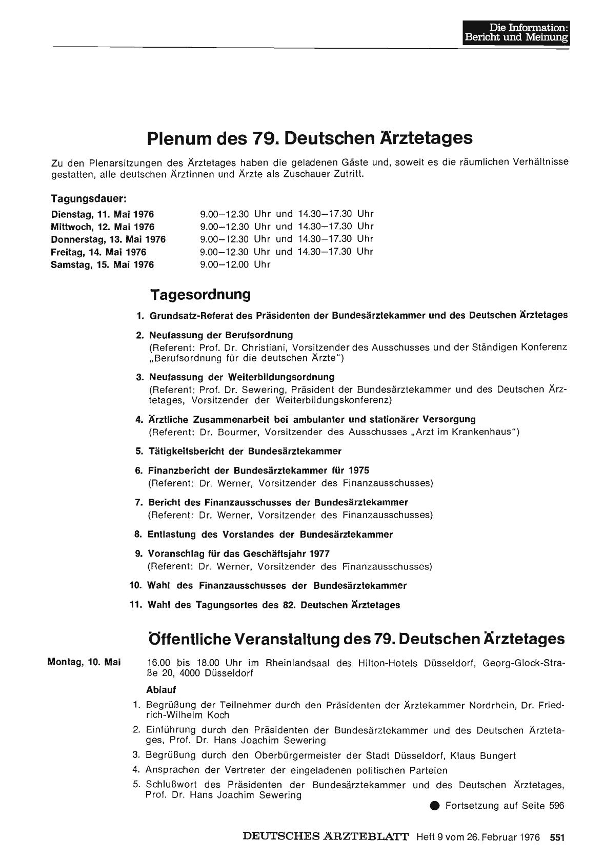 Vorschauseite 1: Öffentliche Veranstaltung des 79. Deutschen Ärzte (Teil 1)