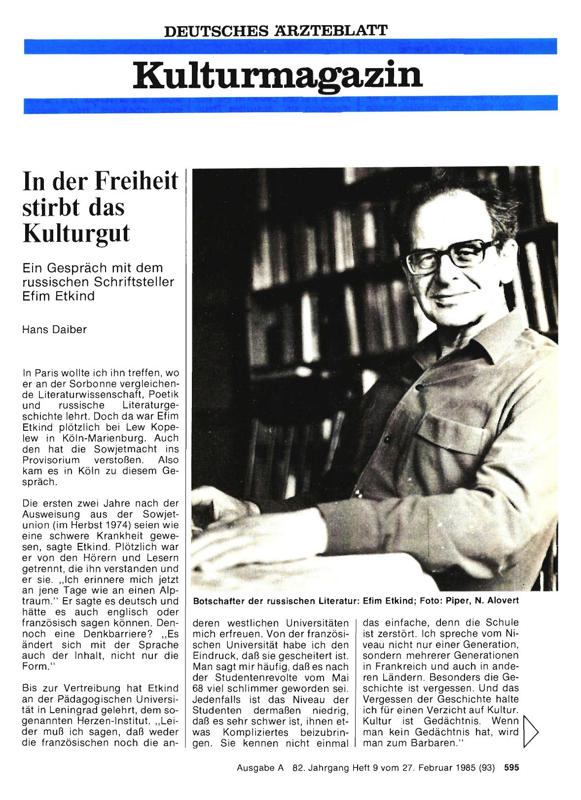Vorschauseite 1: In der Freiheit stirbt das Kulturgut