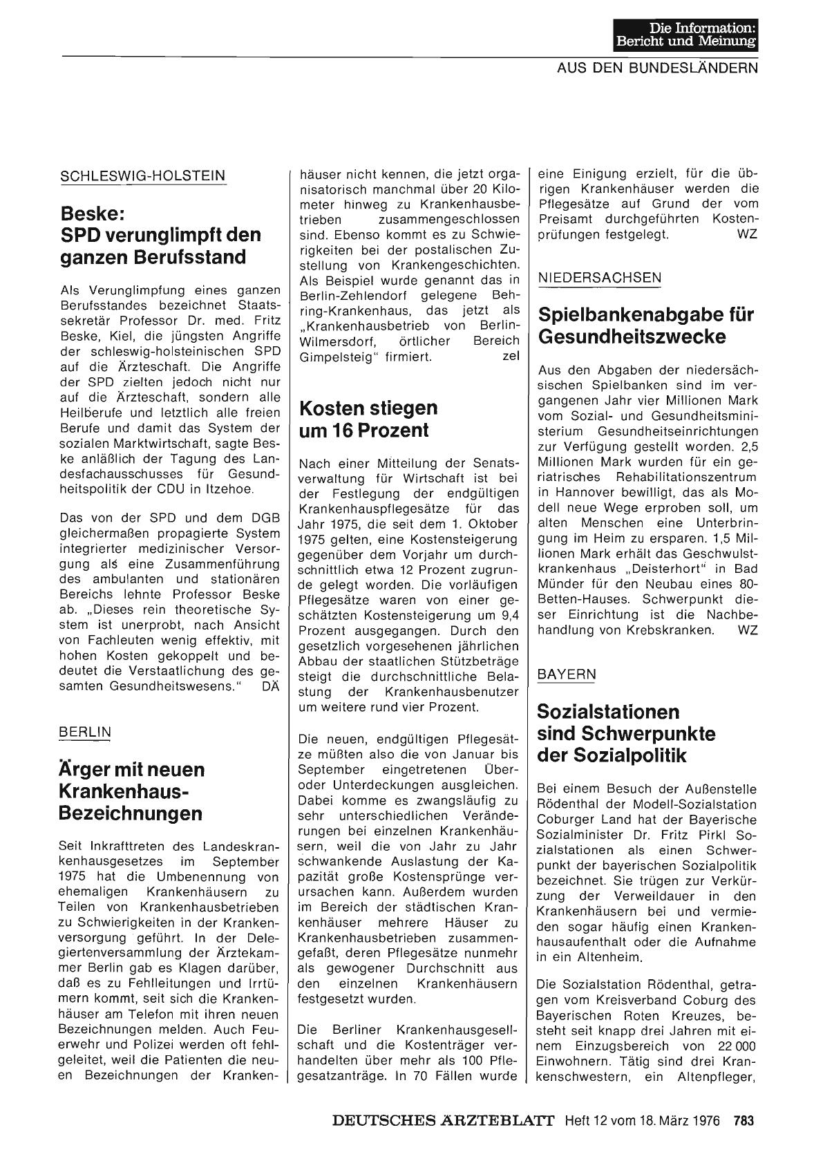 Vorschauseite 1: Bayern: Sozialstationen sind Schwerpunkte der Sozialpolitik