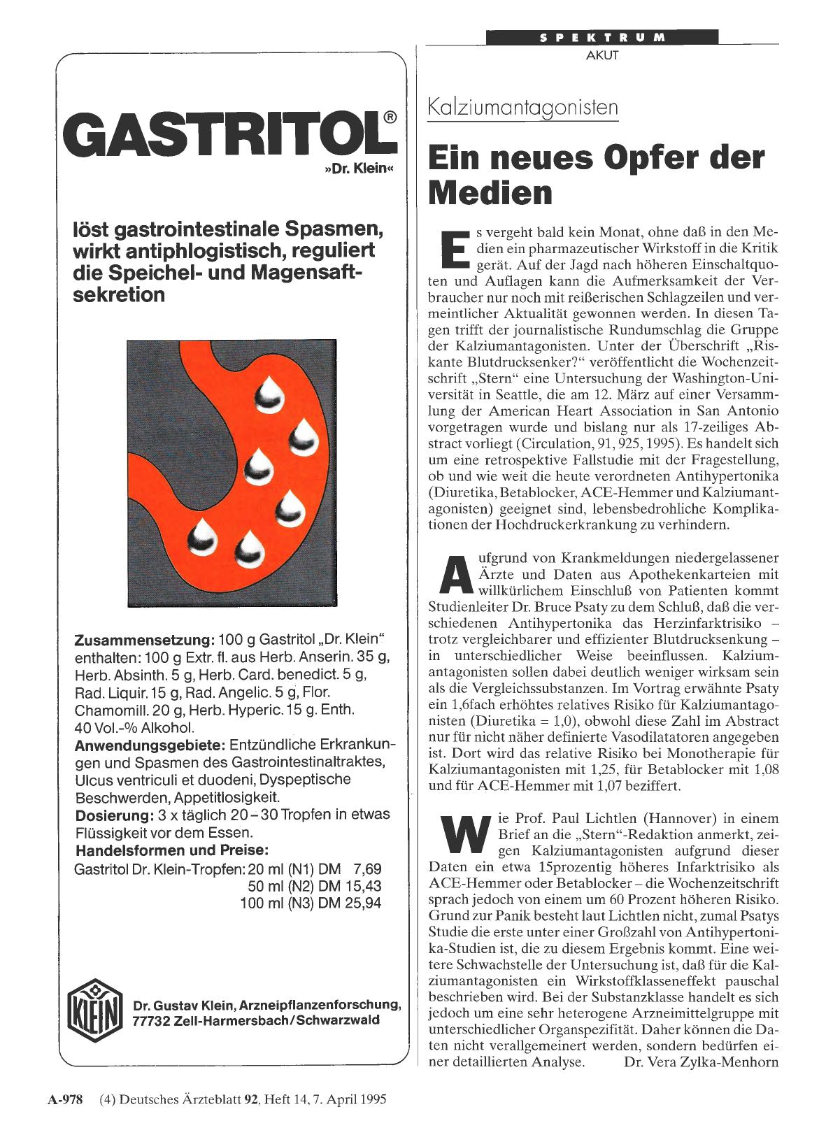 Vorschauseite 1: Kalziumantagonisten: Ein neues Opfer der Medien