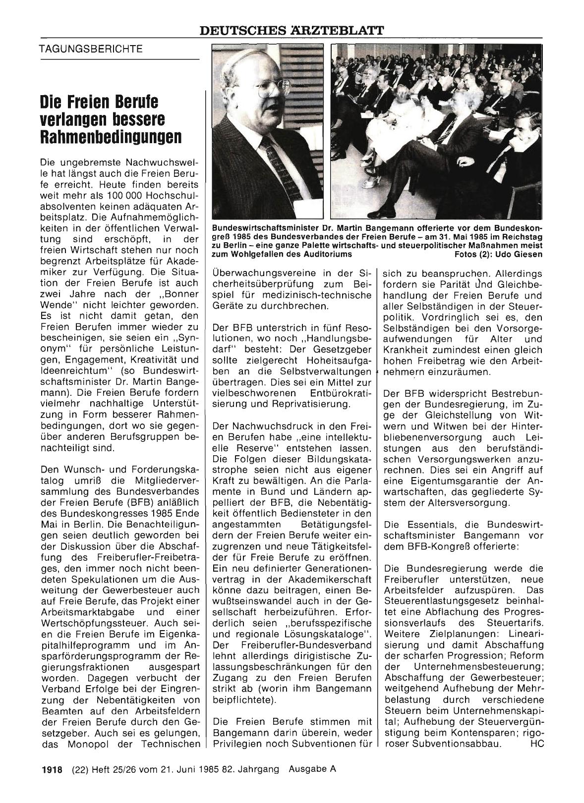 Vorschauseite 1: Die Freien Berufe verlangen bessere Rahmenbedingungen