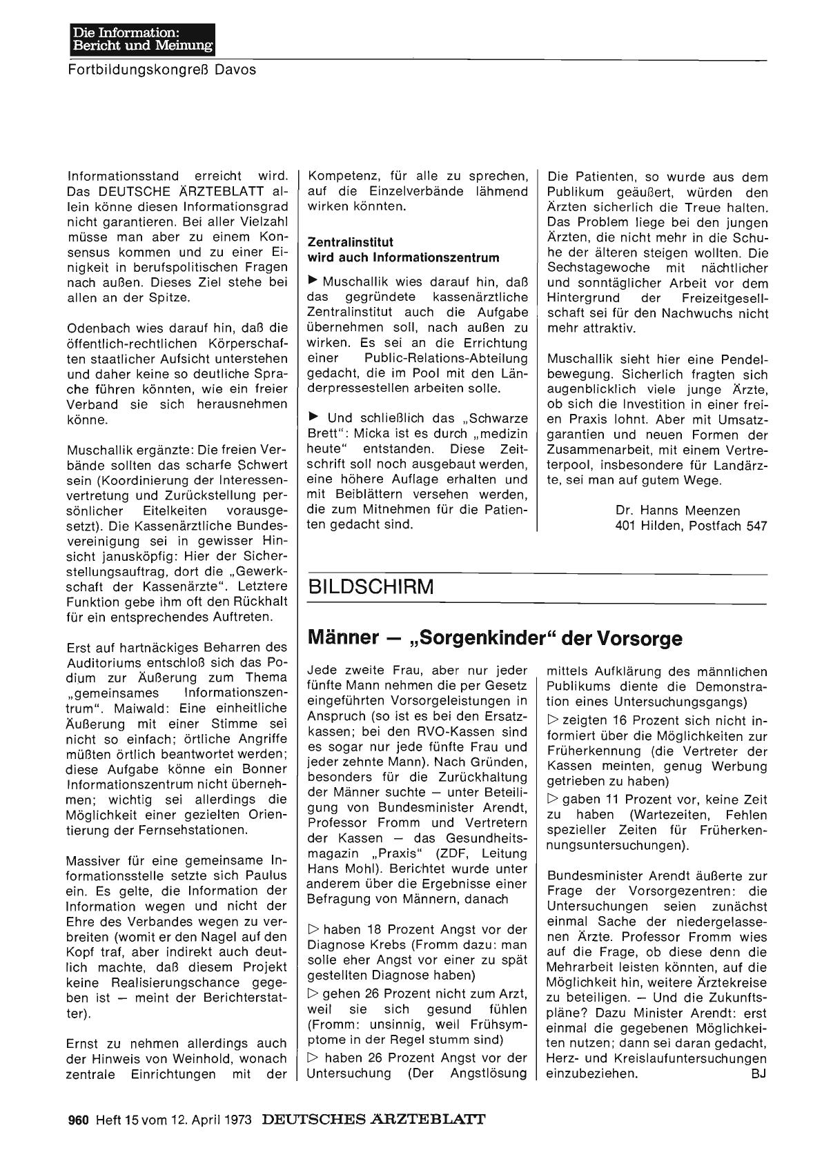 Vorschauseite 1: Männer — „Sorgenkinder" der Vorsorge