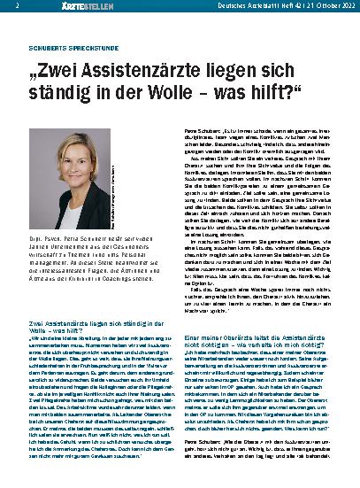 Vorschauseite 1: Schuberts Sprechstunde: „Zwei Assistenzärzte liegen sich ständig in der Wolle – was hilft? “