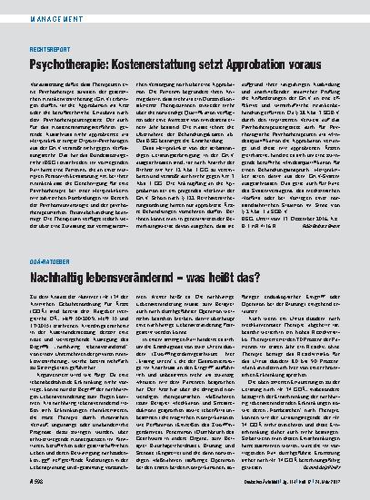 Vorschauseite 1: GOÄ-Ratgeber: Nachhaltig lebensverändernd – was heißt das?