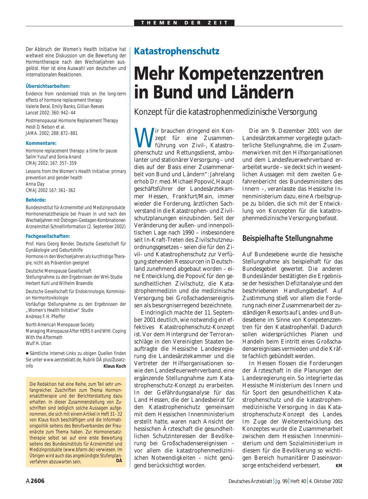 Vorschauseite 1: Zuschriften zum Thema Hormonersatztherapie