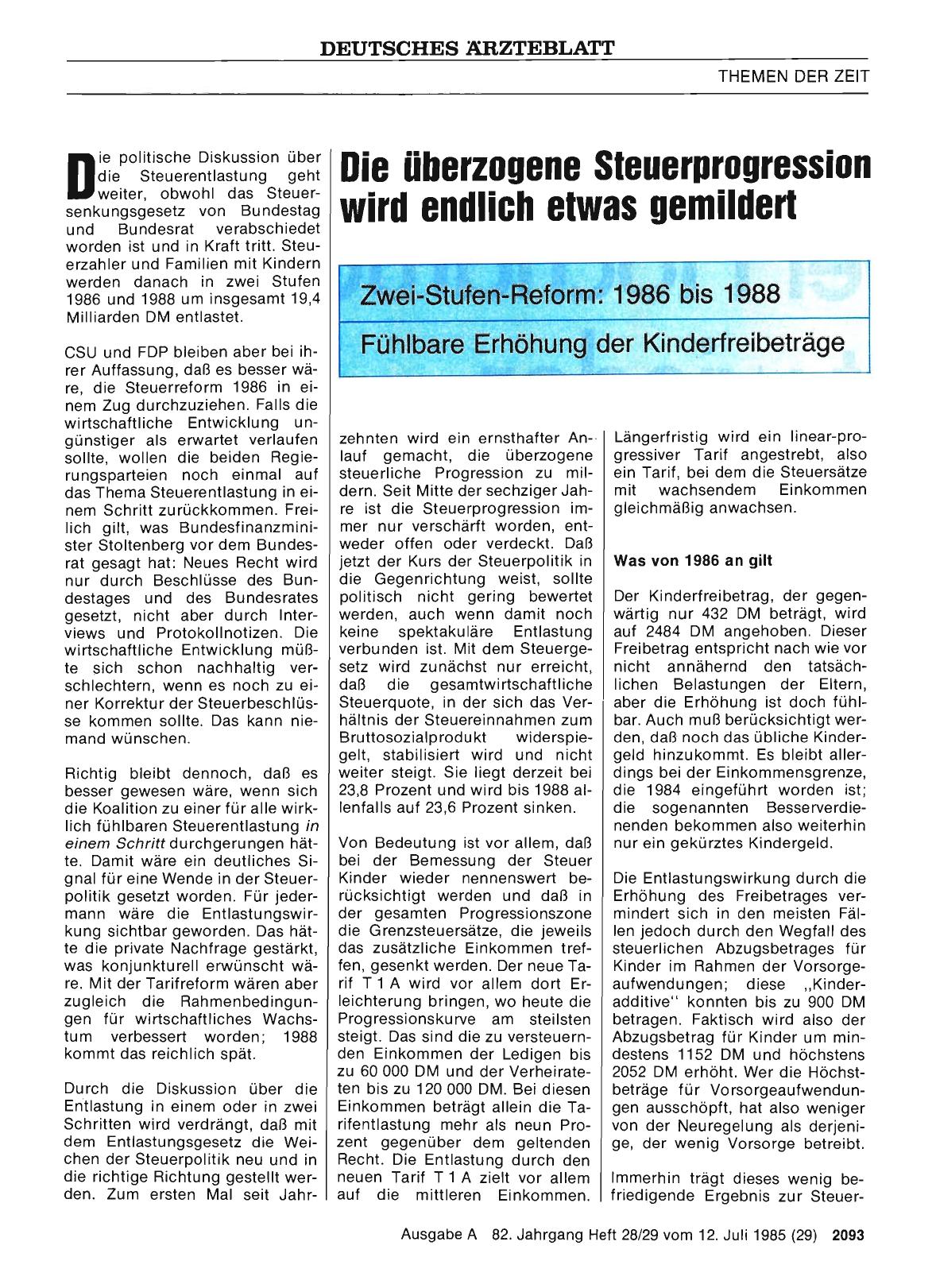 Vorschauseite 1: Die überzogene Steuerprogression wird endlich etwas gemildert