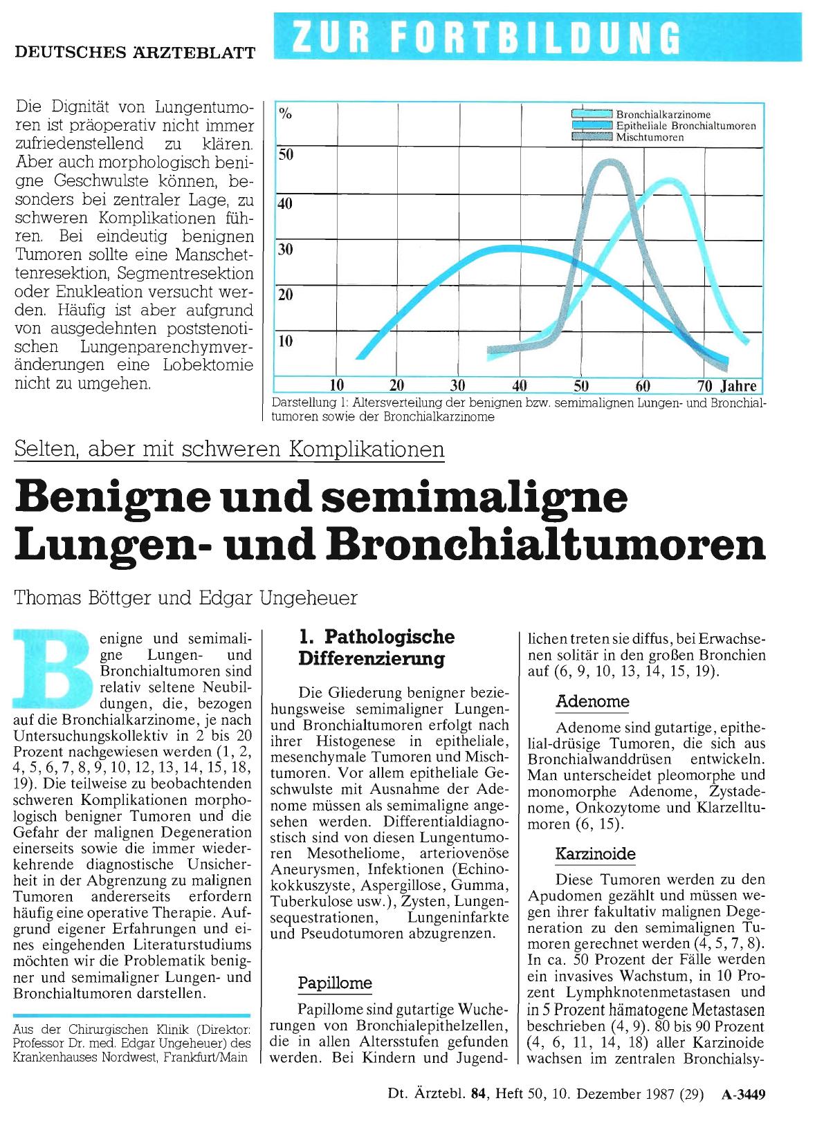 Vorschauseite 1: Selten, aber mit schweren Komplikationen: Benigne und semimaligne Lungenund Bronchialtumoren
