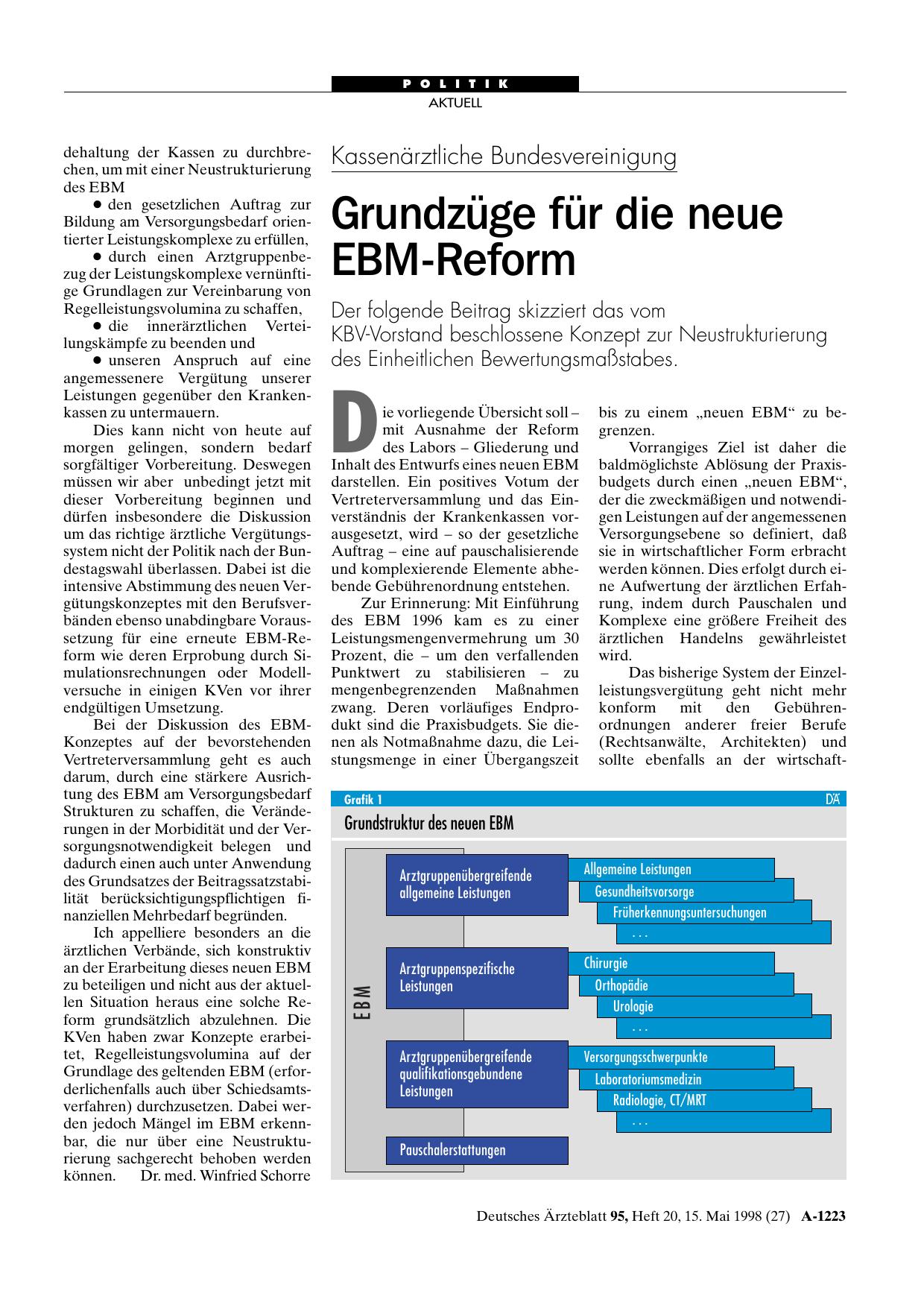 Vorschauseite 1: Kassenärztliche Bundesvereinigung: Grundzüge für die neue EBM-Reform