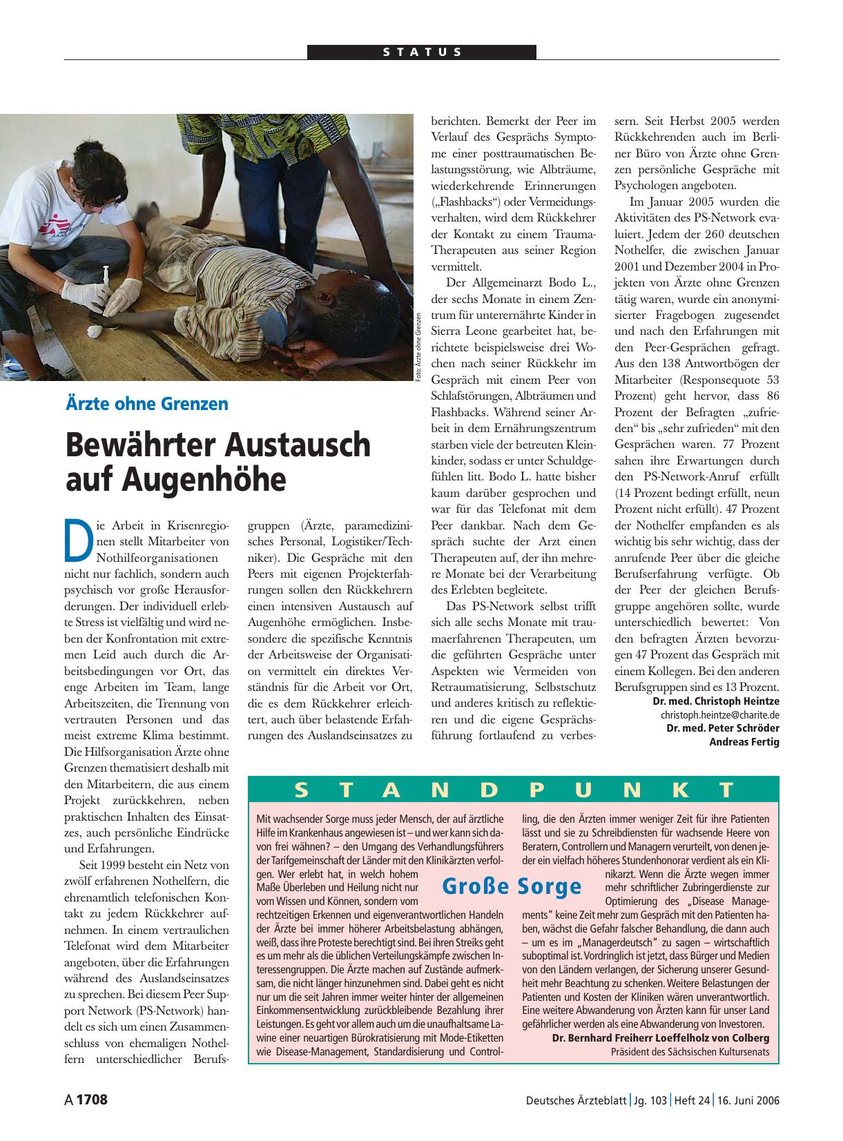 Vorschauseite 1: Standpunkt: Große Sorge