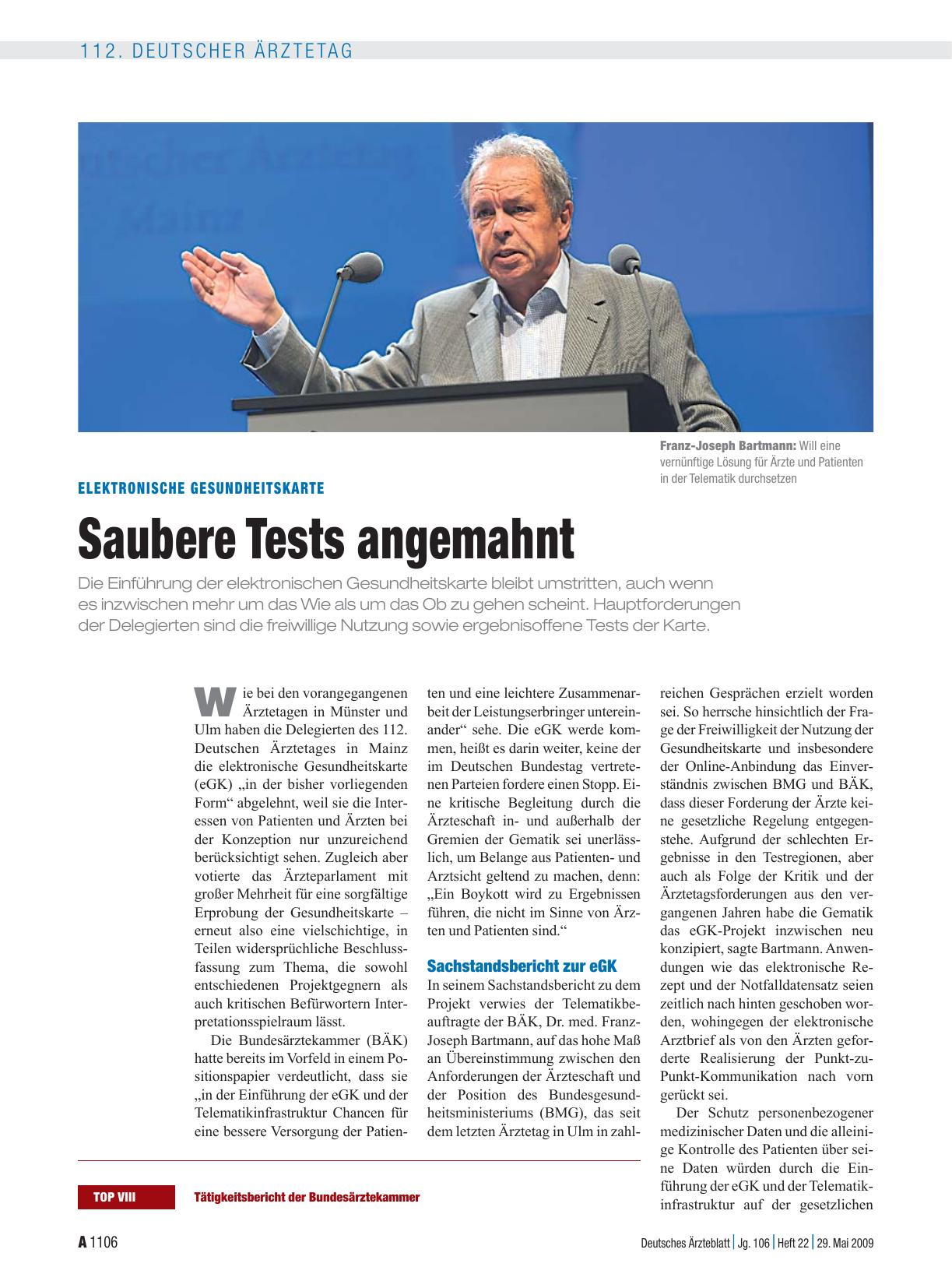 Vorschauseite 1: Elektronische Gesundheitskarte: Saubere Tests angemahnt