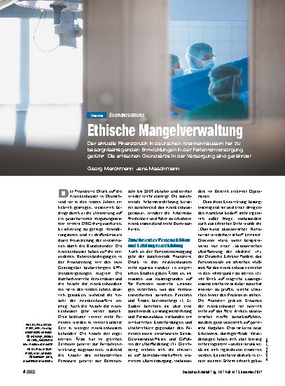 Vorschauseite 1: Ökonomisierung: Ethische Mangelverwaltung