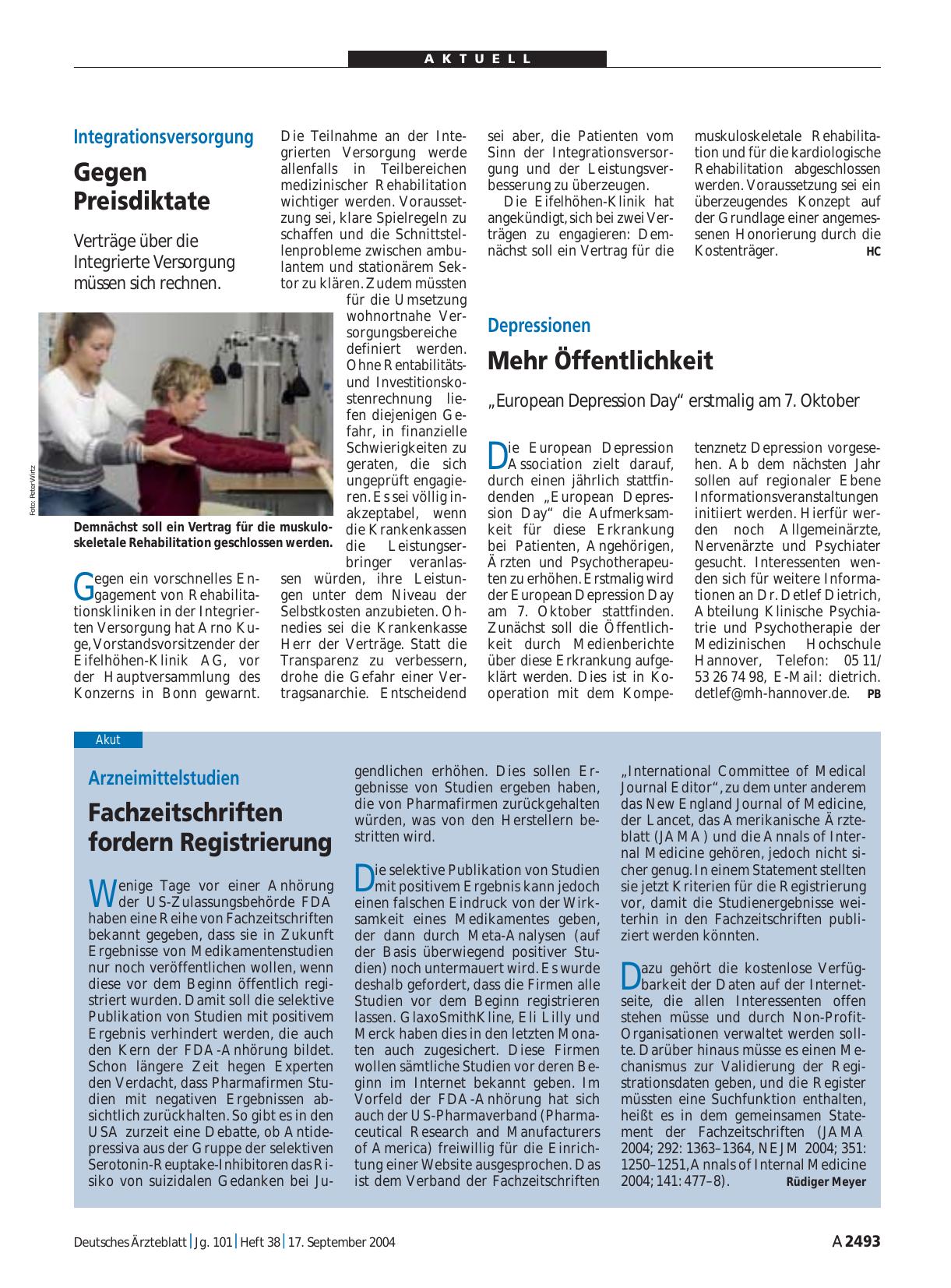 Vorschauseite 1: Arzneimittelstudien: Fachzeitschriften fordern Registrierung