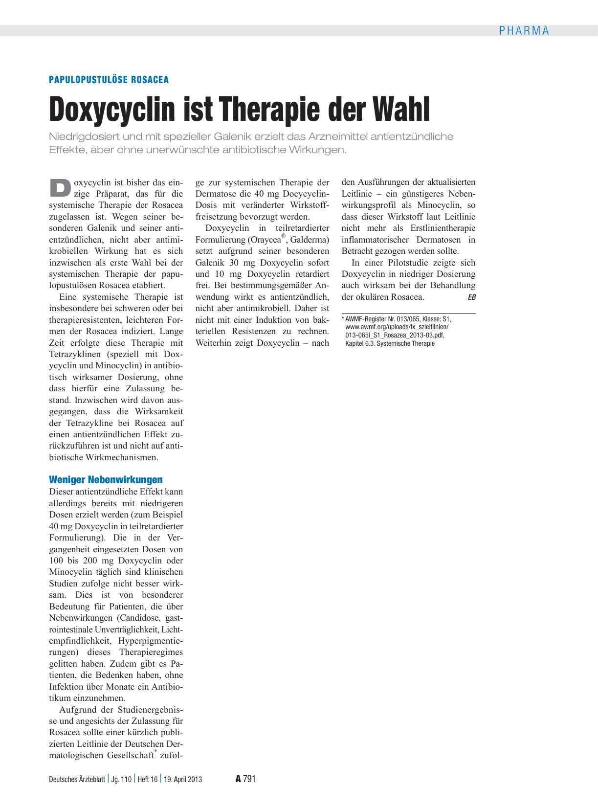 Vorschauseite 1: Papulopustulöse Rosacea: Doxycyclin ist Therapie der Wahl