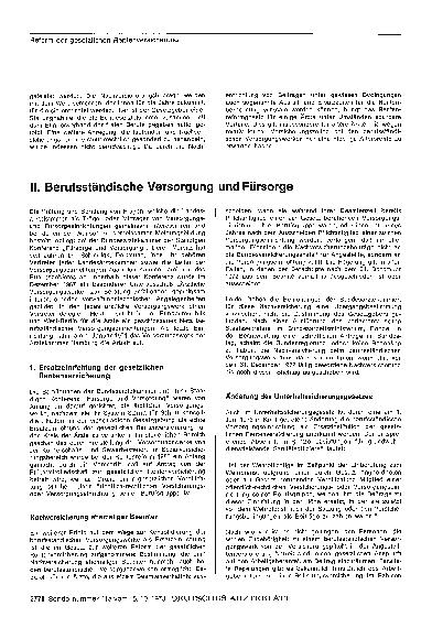 Vorschauseite 1: Bericht über das Jahr 1972/73: C. Ärzteschaft und soziale Sicherung: II. Berufsständische Versorgung und Fürsorge