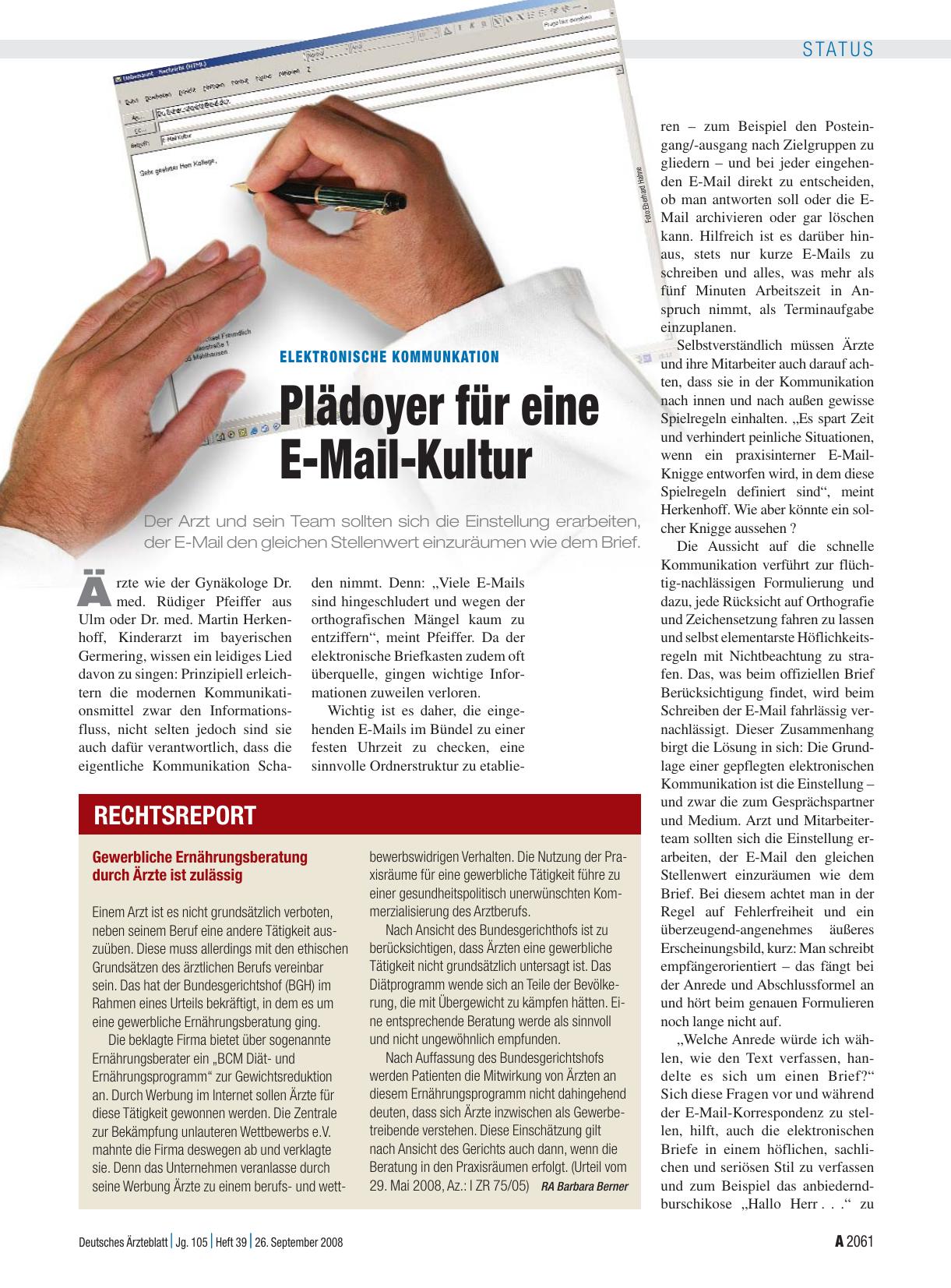 Vorschauseite 1: Gewerbliche Ernährungsberatung: durch Ärzte ist zulässig