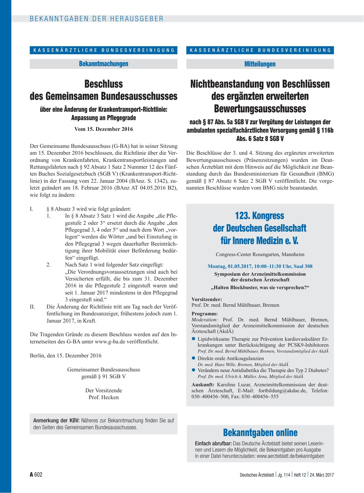 Vorschauseite 1: Nichtbeanstandung von Beschlüssen des ergänzten erweiterten Bewertungsausschusses nach § 87 Abs. 5a SGB V