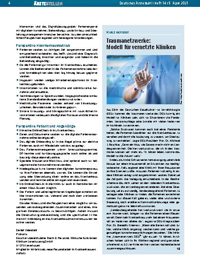 Vorschauseite 1: Traumanetzwerke: Modell für vernetzte Kliniken