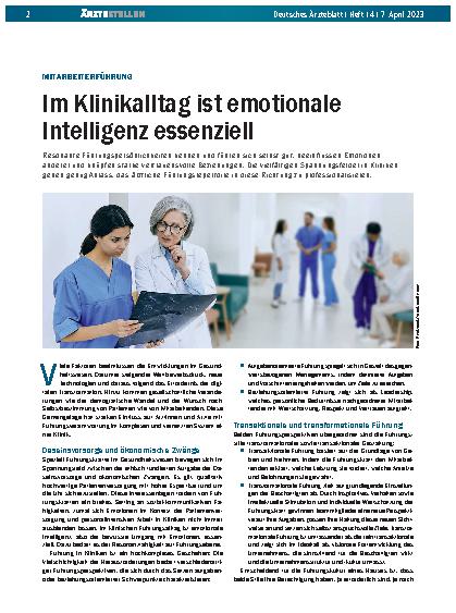 Vorschauseite 1: Mitarbeiterführung: Im Klinikalltag ist emotionale Intelligenz essenziell