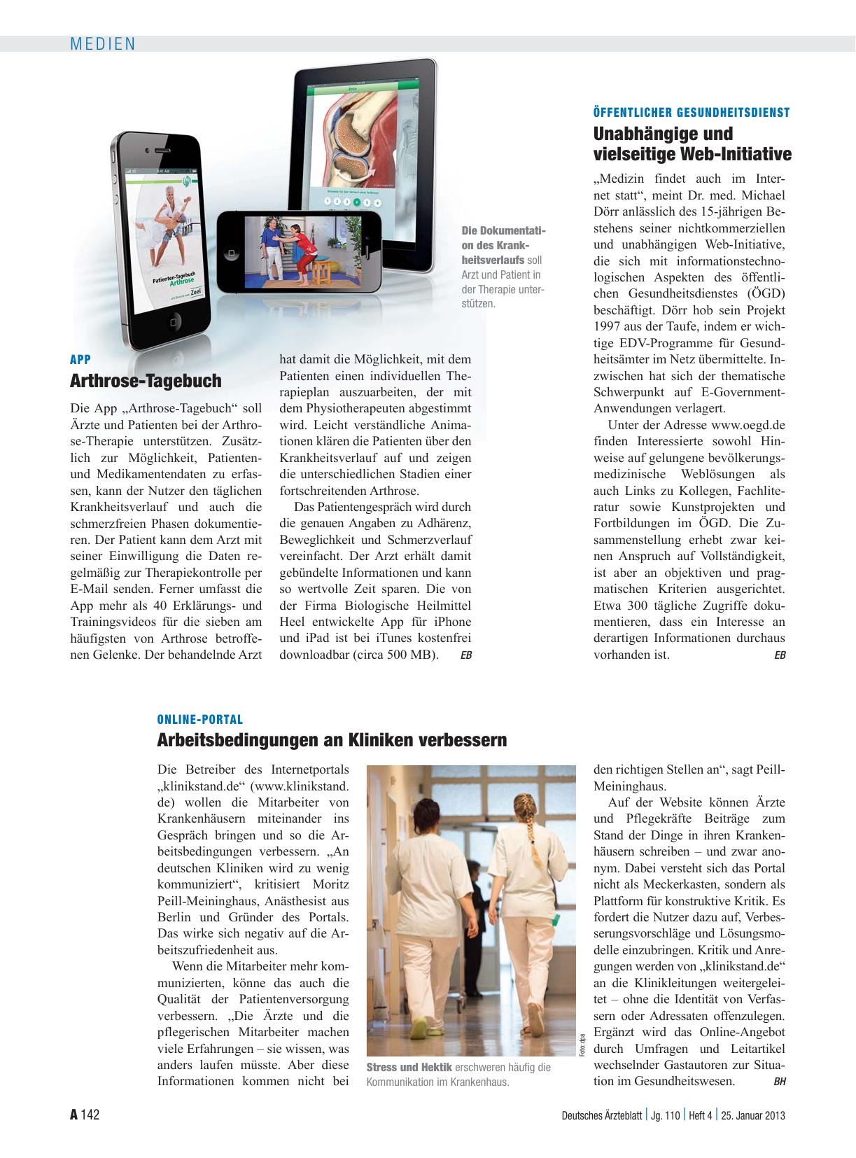 Vorschauseite 1: Online-Portal: Arbeitsbedingungen an Kliniken verbessern