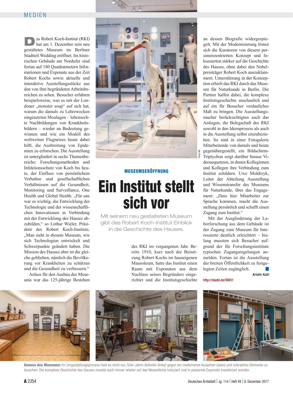 Vorschauseite 1: Museumseröffnung: Ein Institut stellt sich vor