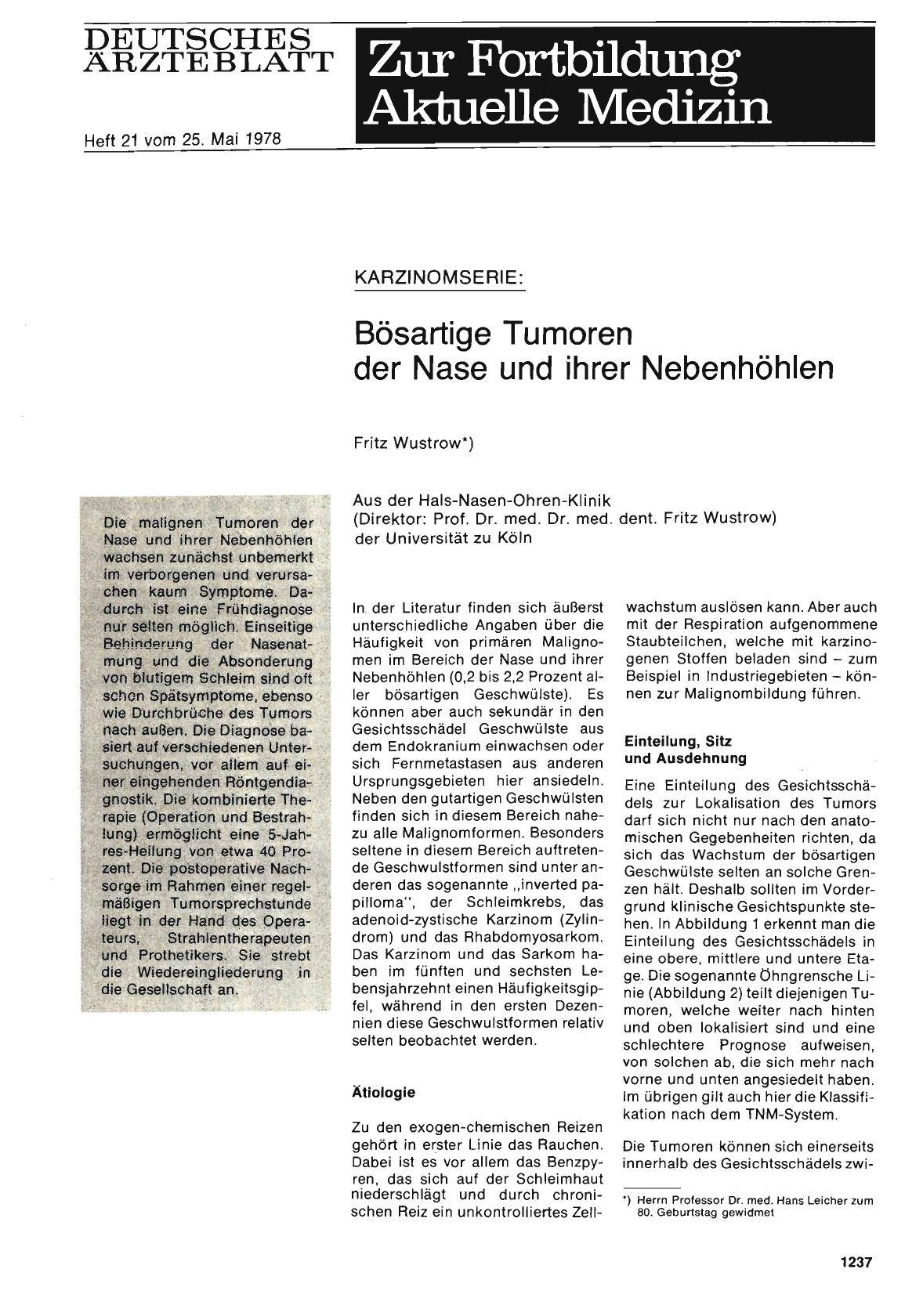 Vorschauseite 1: Karzinomserie: Bösartige Tumoren der Nase und ihrer Nebenhöhlen