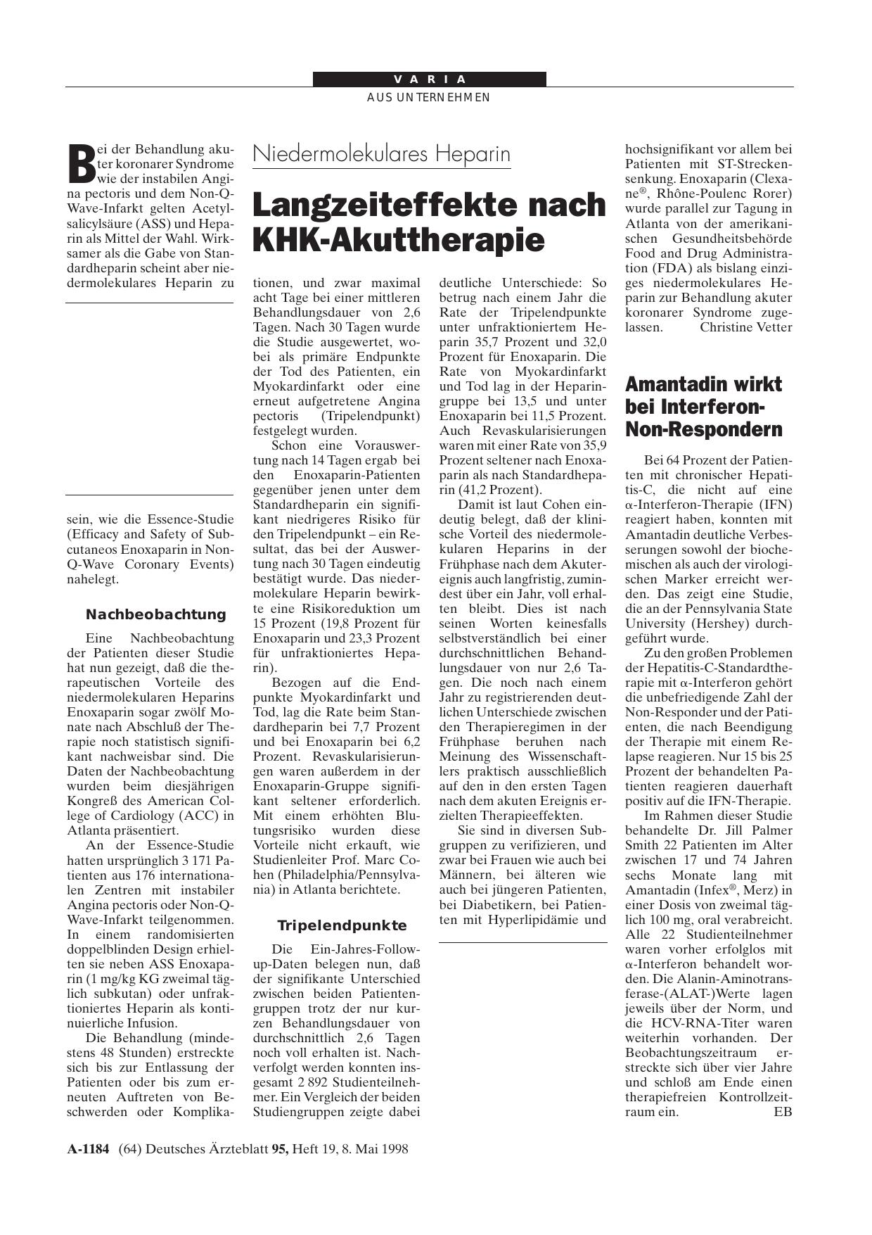 Vorschauseite 1: Amantadin wirkt bei Interferon-Non-Respondern